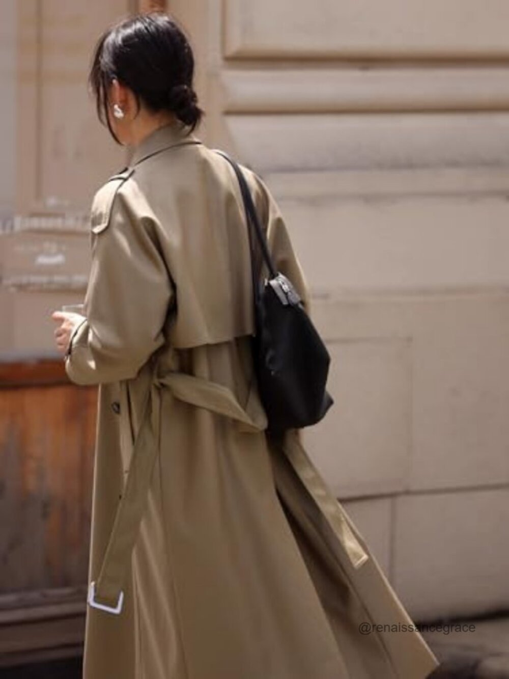 Double-Breasted Trench Coat with Belt Long Windproof Outerwear - Picture 4 of 6